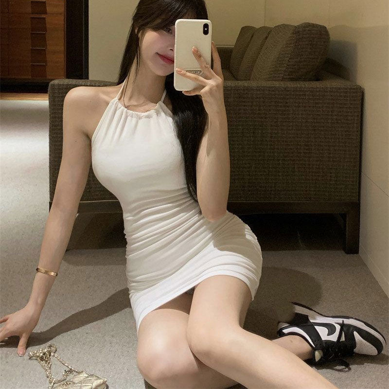 Halter Neck Small Suspender Pleated Skirt