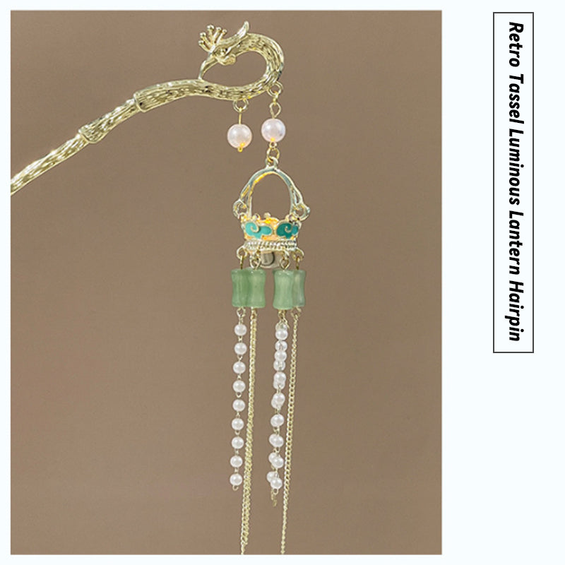 Retro Tassel Luminous Lantern Hairpin