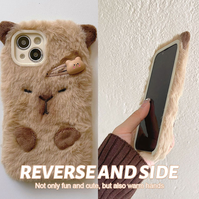 Plush Cute Capybara Phone Case 📱🦙