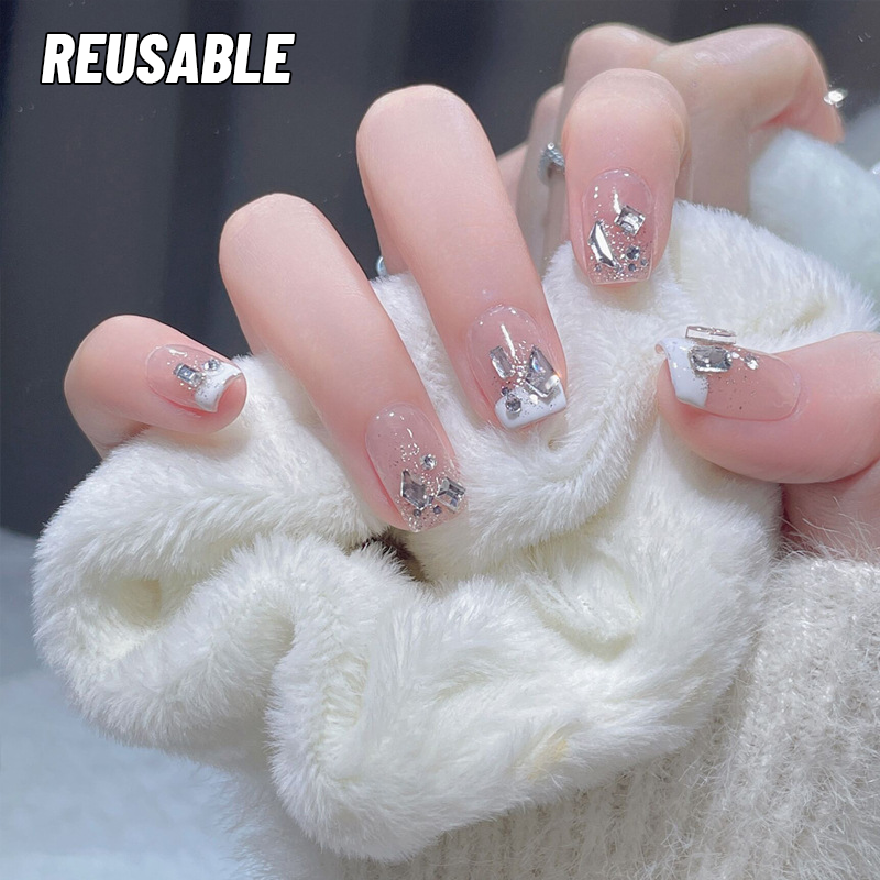 Glass Diamond Manicure Nails