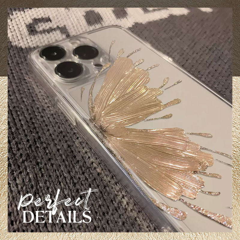 Gold Butterfly Transparent Mobile Phone Case