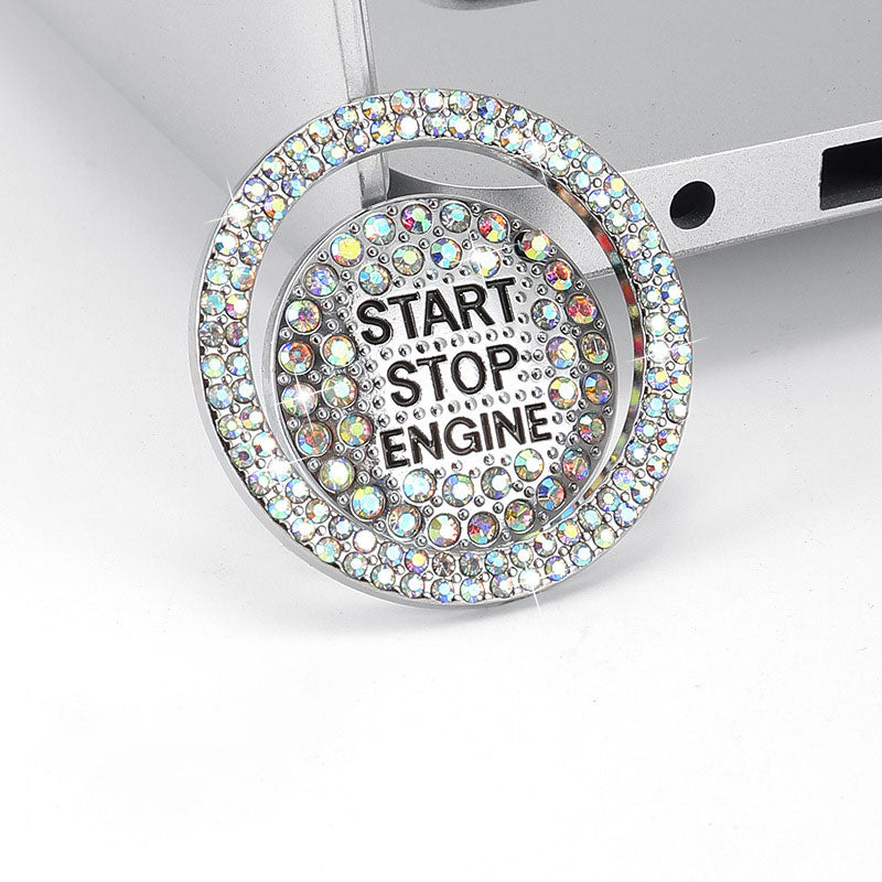 Car One-Button Start Rhinestone Decorative Sticker