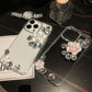 Transparent Silicone Camellia Rhinestone Phone Case