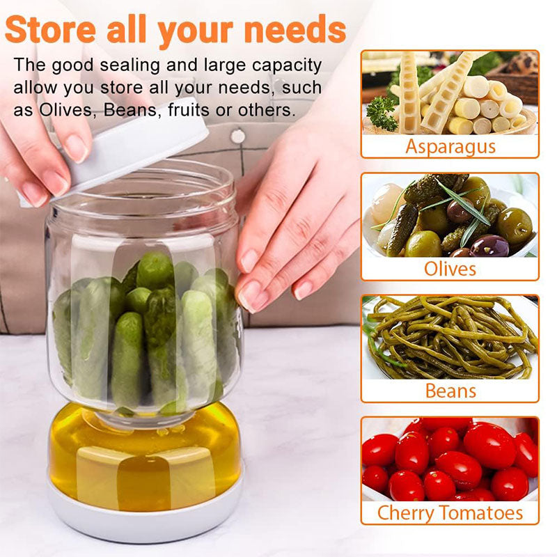 Pickle Container with Strainer and Fork