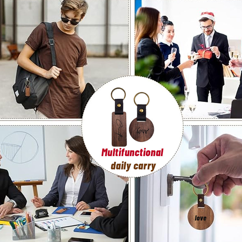 Wooden Leather Key Pendant