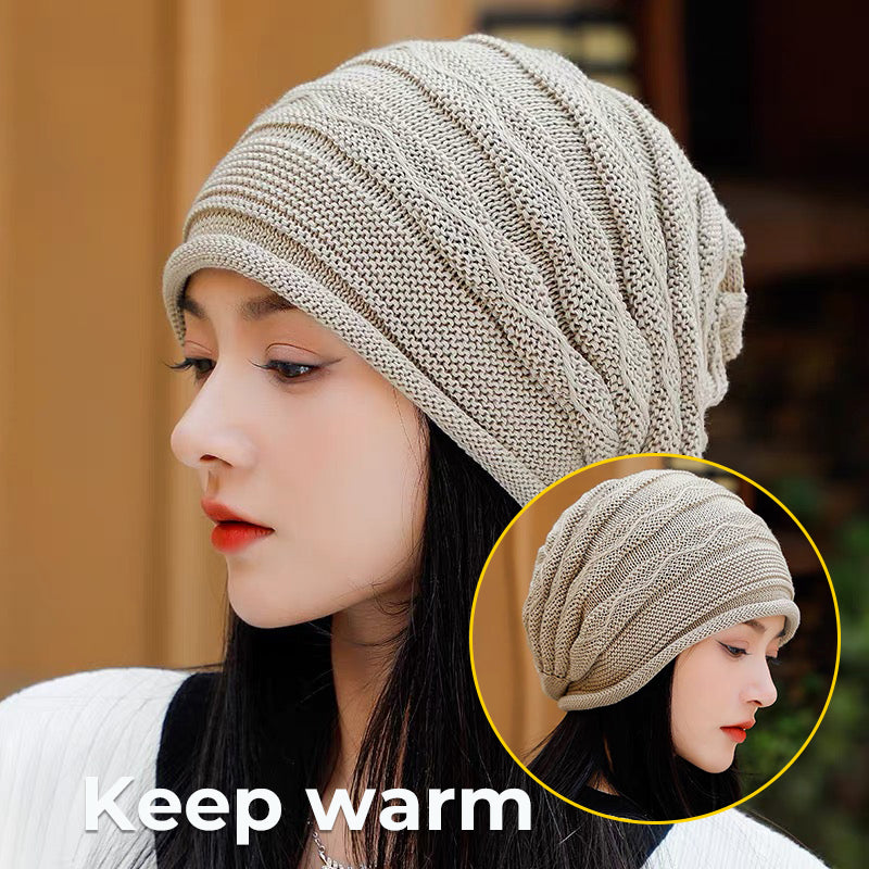 Pleated Hem Knitted Cold Hat