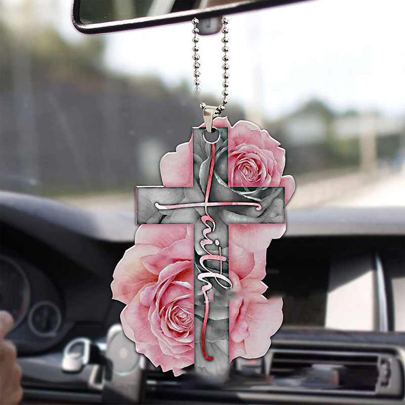 Cross Wing Rose Butterfly Car Pendant