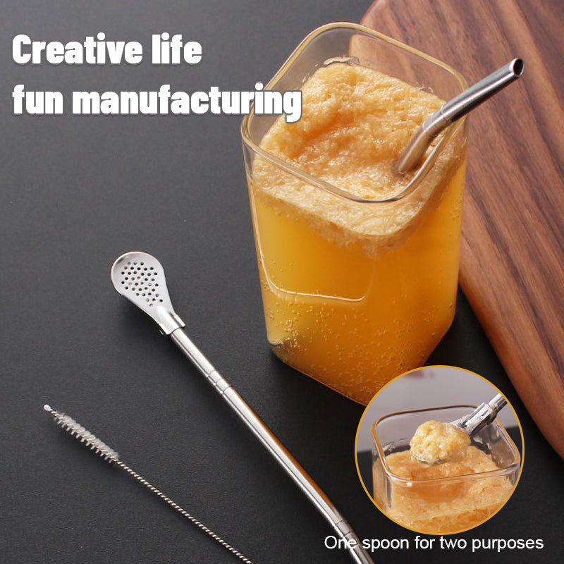 Stainless Steel 2-in-1 Straw Spoon