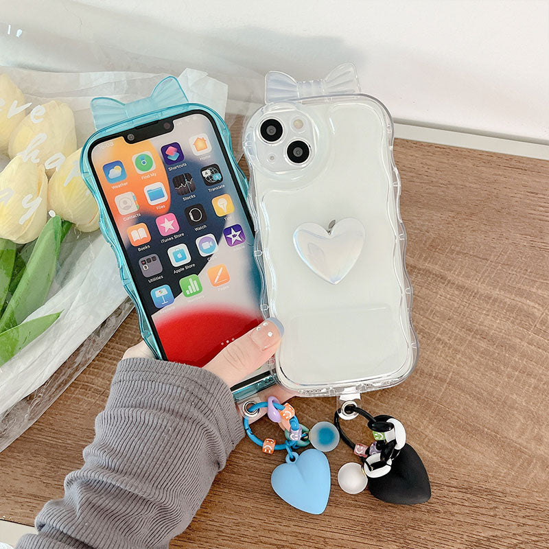 Heart Bow Wave Pattern Mobile Phone Case