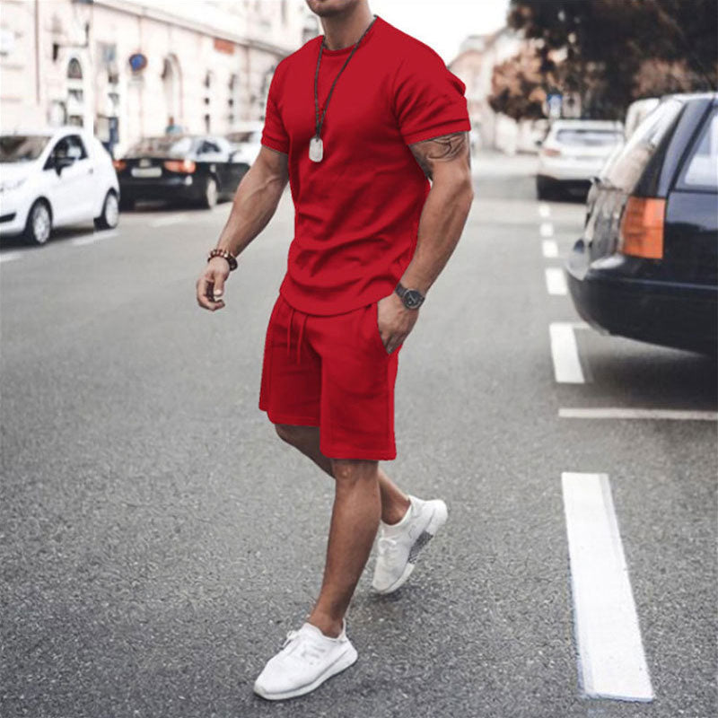 Men's Summer Short Sleeve Shorts Set