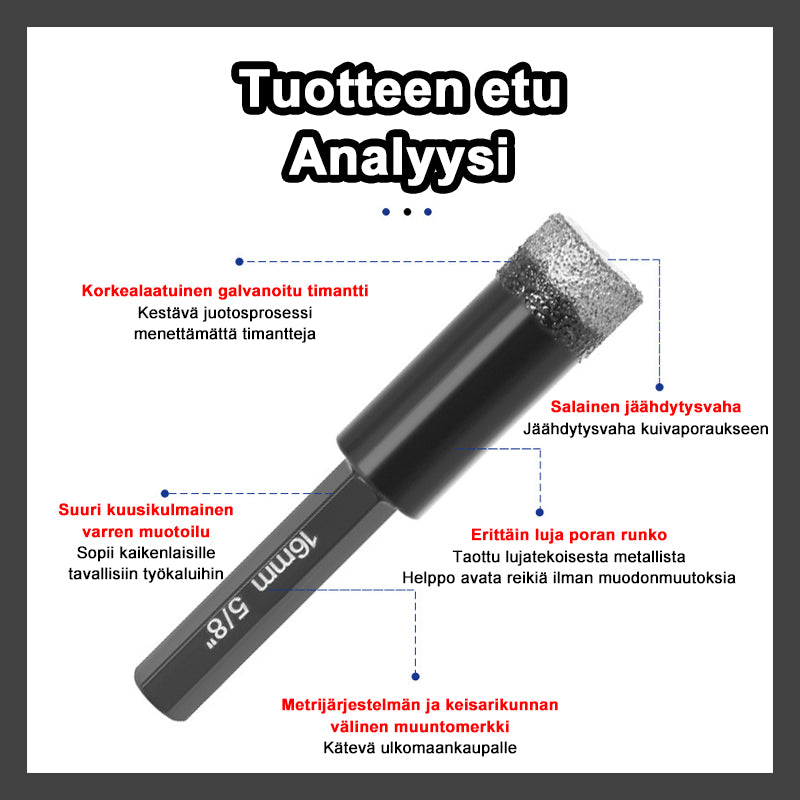 Suuri kuusikulmainen kuivajuottoreiän avaaja