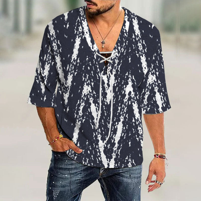 Loose Plus Size Tie Pullover Shirt