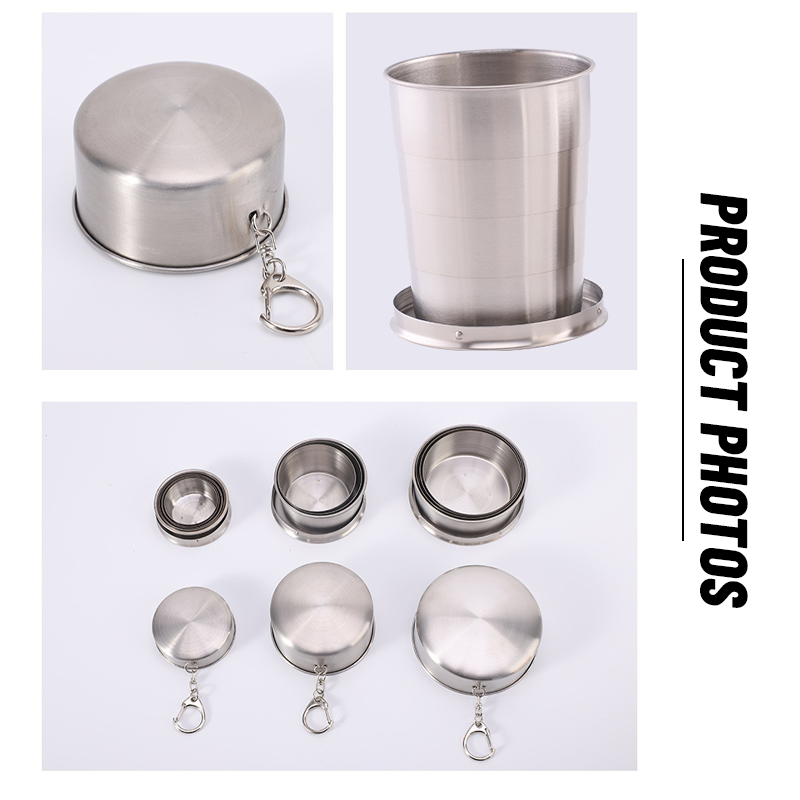 Teleskop-Wasserbecher aus Edelstahl mit Schlüsselanhänger/Portable collapsible water cup