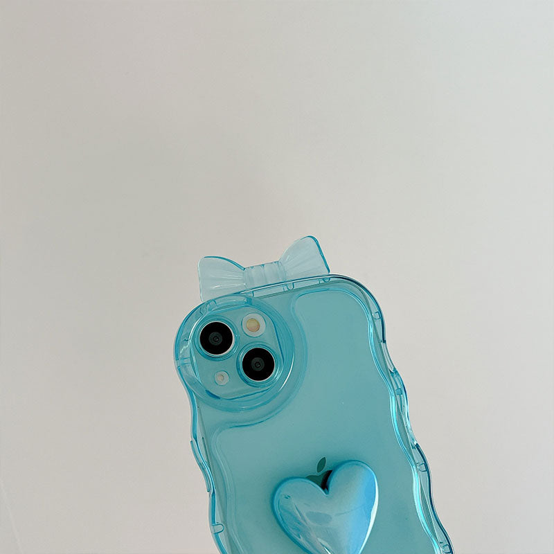 Heart Bow Wave Pattern Mobile Phone Case