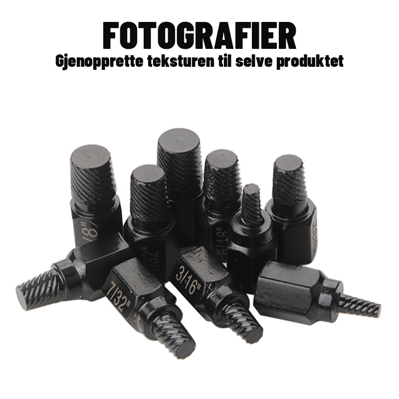 10-Delt Sett Med Verktøy For Fjerning Av Sekskantbolter/10-Piece Hex Bolt Removal Tool Set