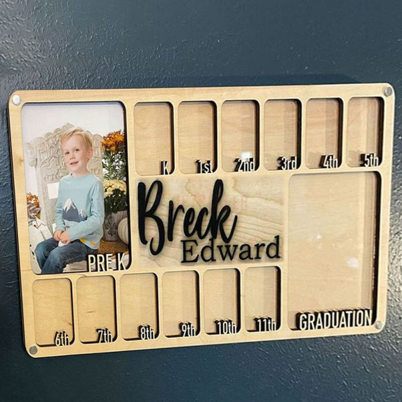 Wooden Child Growth Record Photo Frame