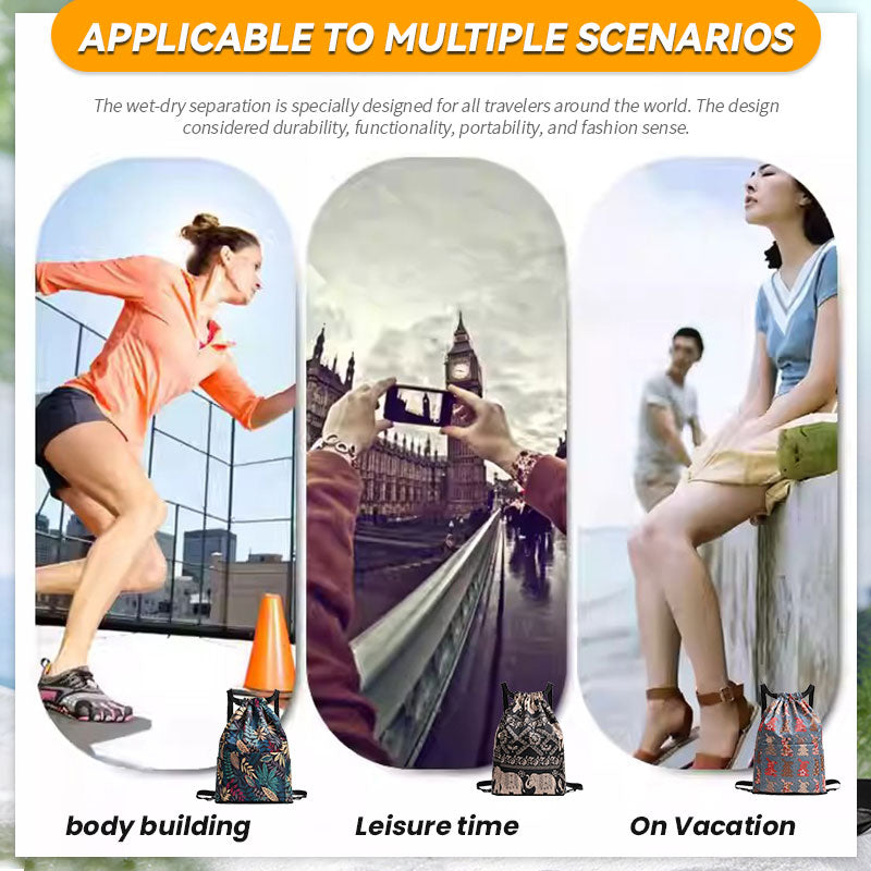 Drawstring Foldable Large Capacity Dry-wet Separation Travel Sports Backpack