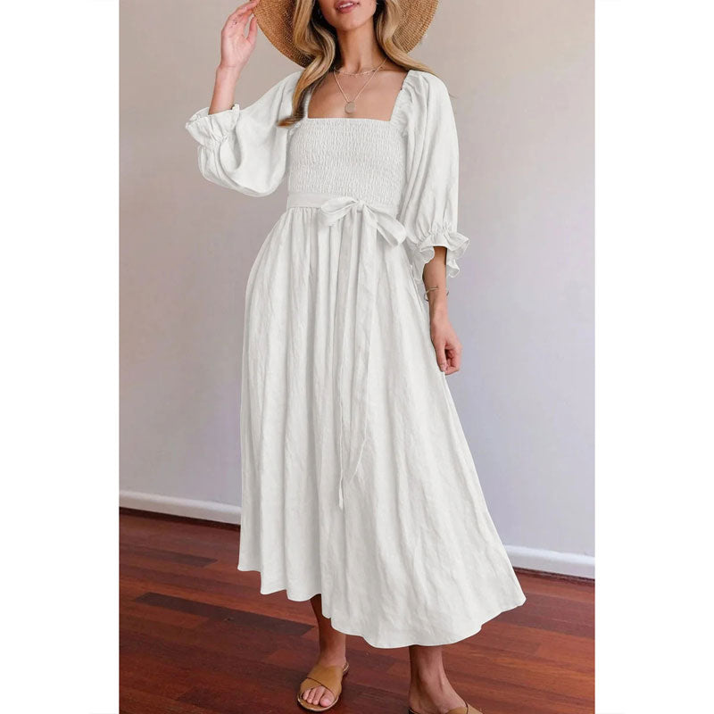 V-Neck Mid-Sleeve Reversible Skirt