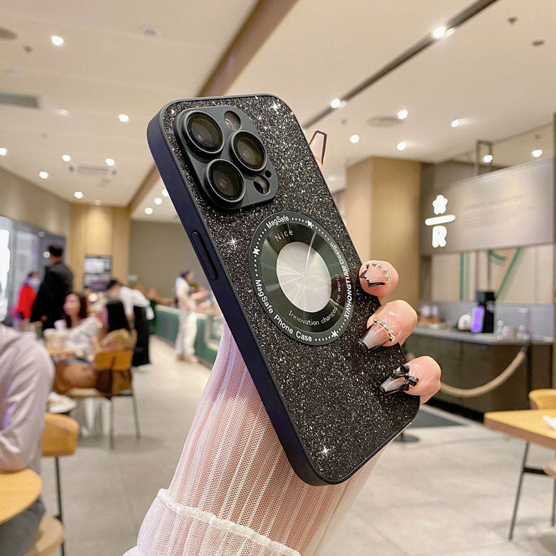 Glitter Magnetic CD Pattern Mobile Phone Case