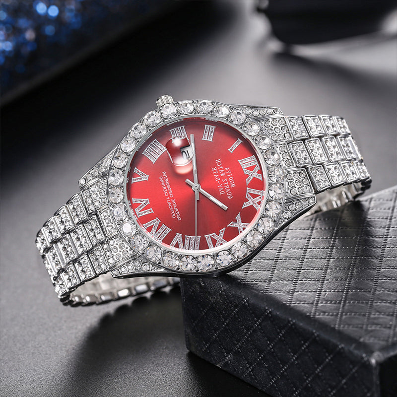 Diamant-Herrenuhr/Diamond-set Gypsophila quartz watch