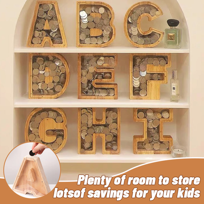 Wooden Letter Piggy Bank-Personalized Savings🌟