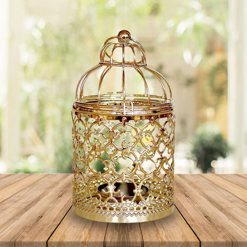 Hollow Bird Cage Candlestick Decorative Ornament