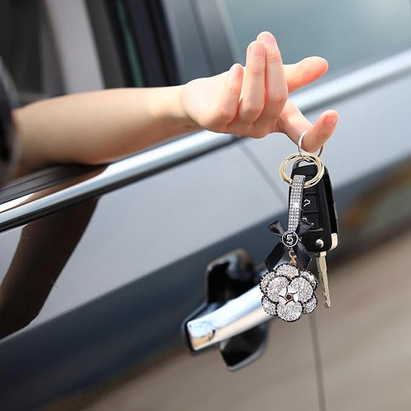 Camellia Diamond Car Keychain