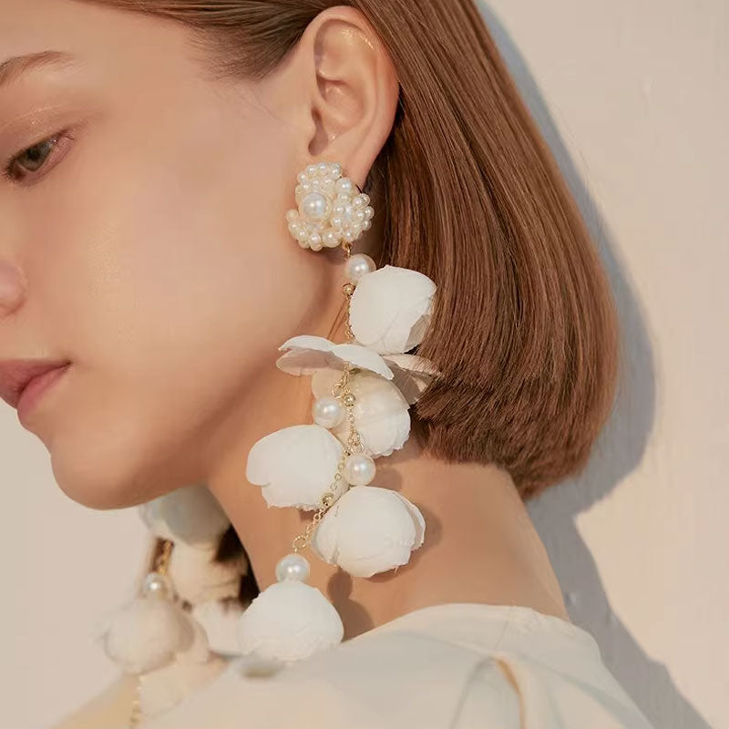 Long Floral Tassel Earrings