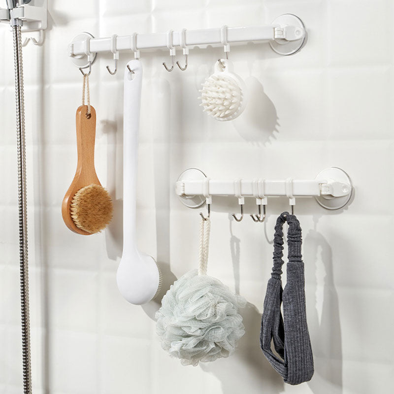 Kitchen Toilet Bathroom Wall Suction Cup 6 Hooks