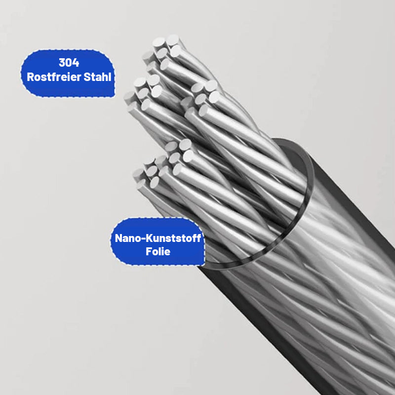 Bohrfreie, unsichtbare, verstellbare Wäscheleine