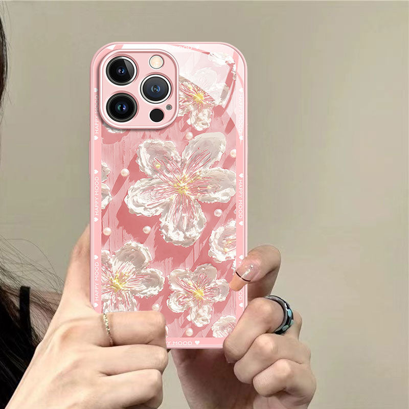 Liquid Glass Oil Painting Flower Mobile Phone Case