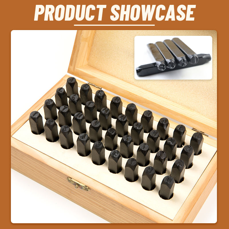 36-Piece Wooden Box Letter Punch Set