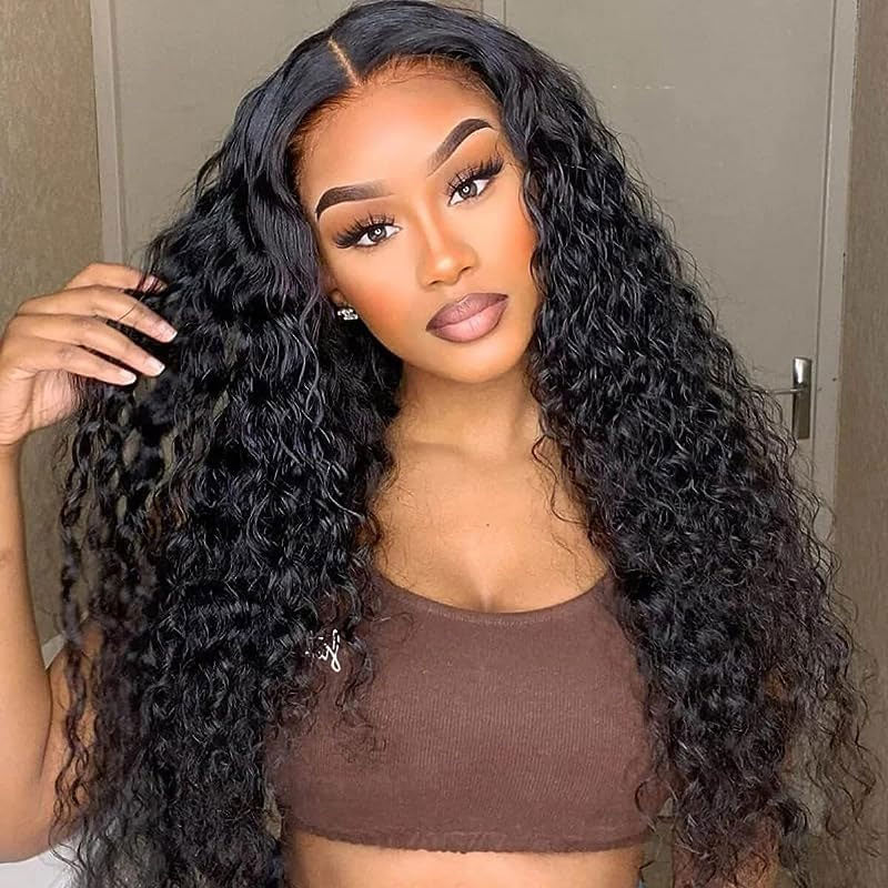 Black Middle Parted Small Curly Long Hair Wig