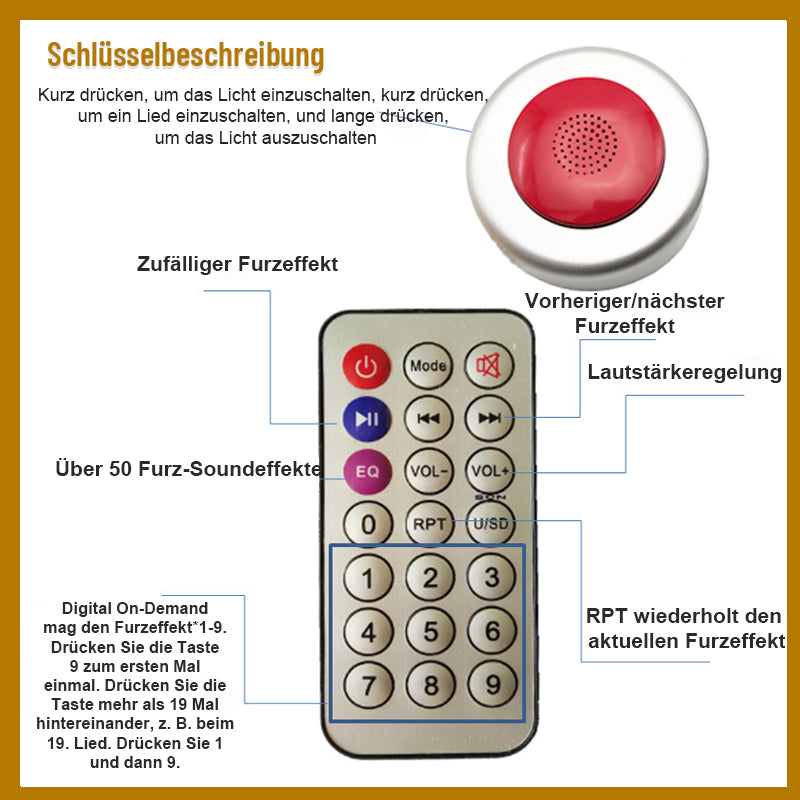 Ferngesteuertes Furzmaschinen-Streichspielzeug/Tricky toy remote control fart machine