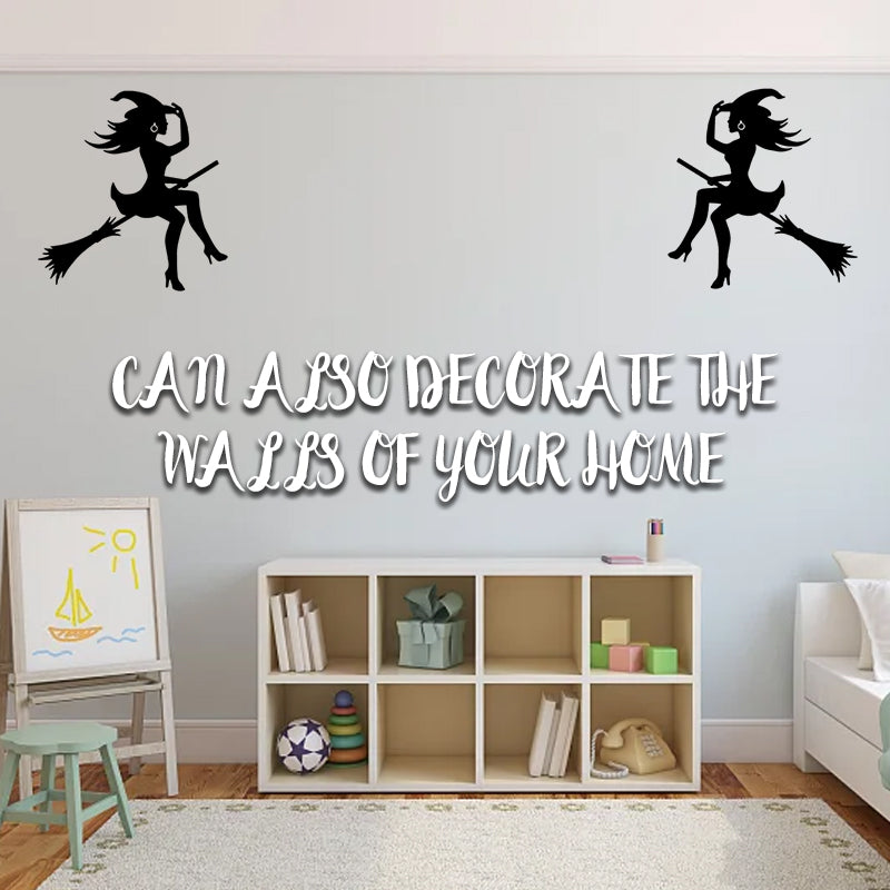 Halloween Witch Riding Broom Sticker