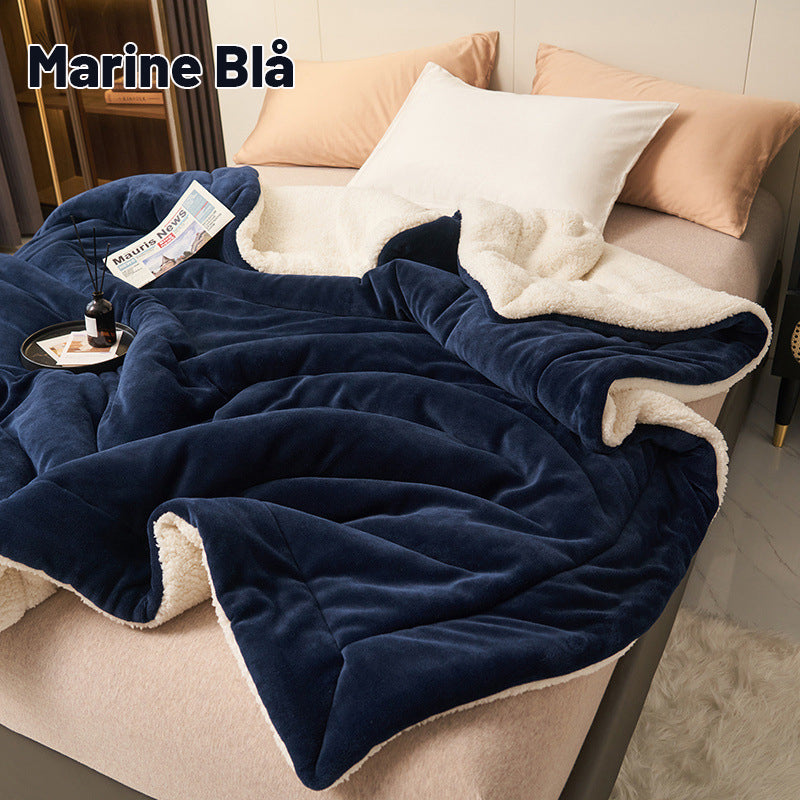 🎁Dobbeltlags Fortykket Lammeuldstæppe