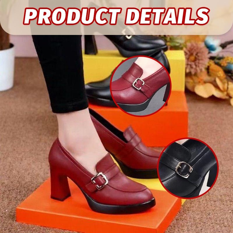Waterproof Leather High Heels