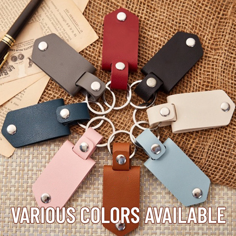 Custom Leather Photo Text Keychain Anniversary Gift For Couple