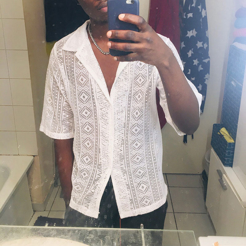 Men'S See-Through Lace Shirt