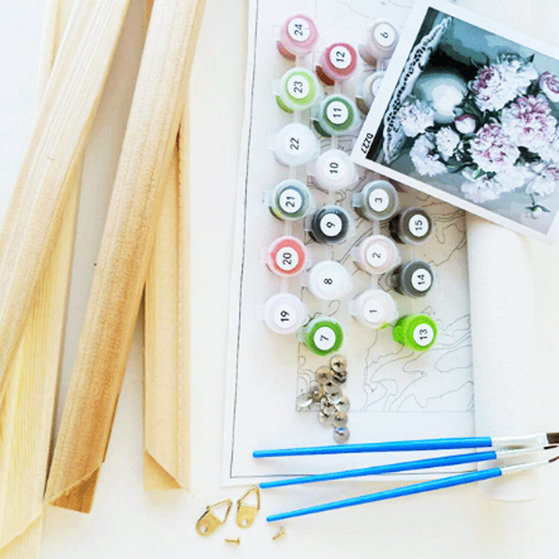 Digital Frameless Flower Oil Painting (Need To Paint By Yourself)