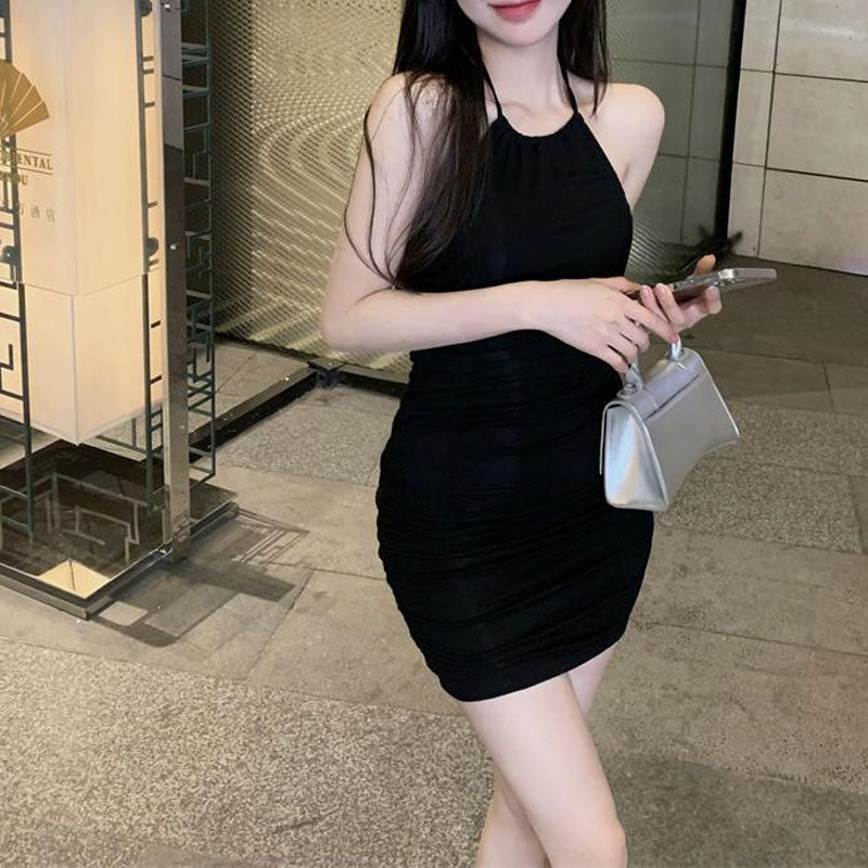 Halter Neck Small Suspender Pleated Skirt