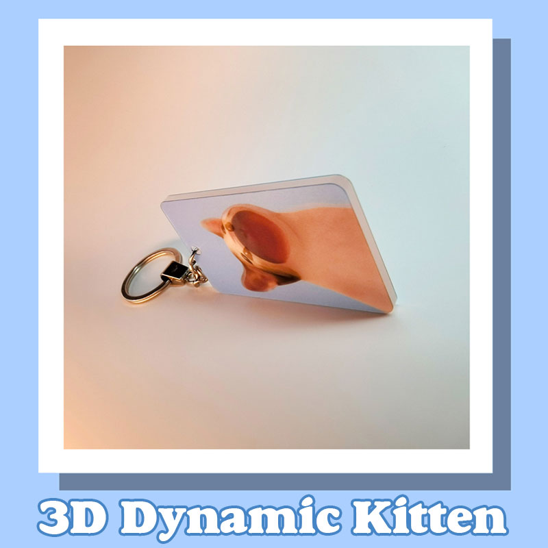3D Dynamic Kitten Acrylic Keychain