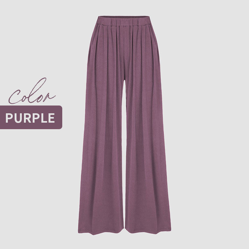Ladies Elastic Waist Wide Leg Pants