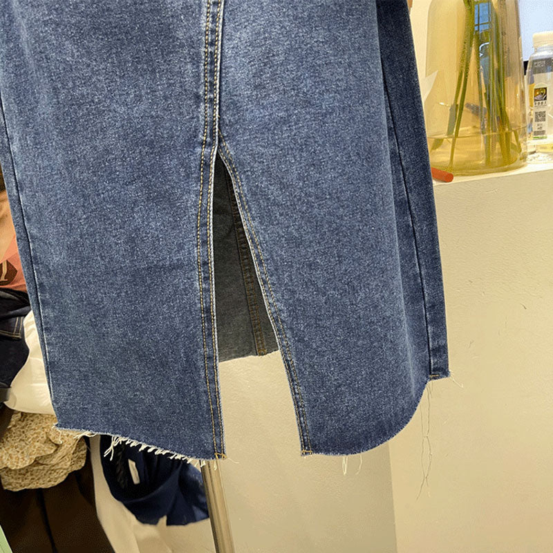 Slit Denim Skirt