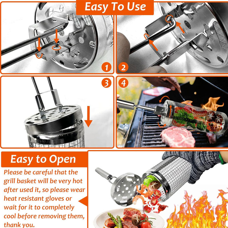 Rotating Stainless Steel Barbecue Cage