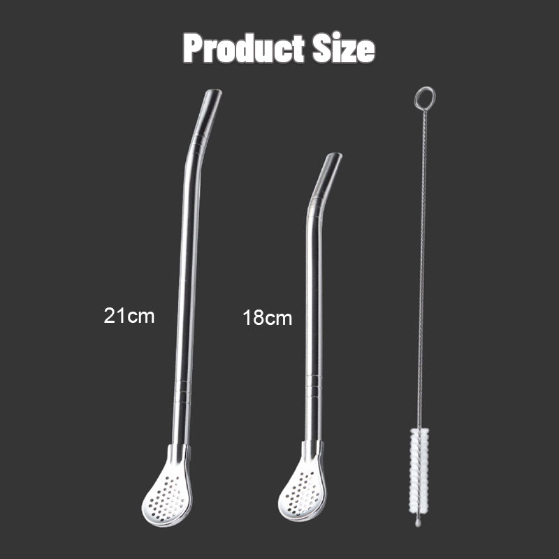 Stainless Steel 2-in-1 Straw Spoon