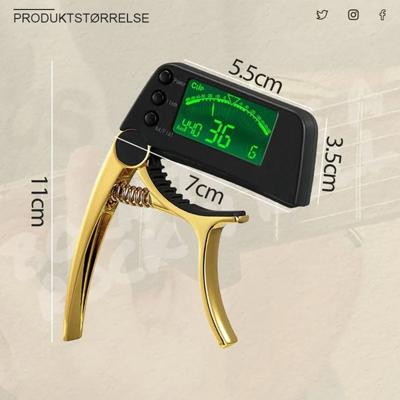 (🎁2023-Christmas Hot Sale🎁) Gitar-Capo-Tuner Med To Formål Med Lcd-Skjerm/Guitar capo tuner with LCD display