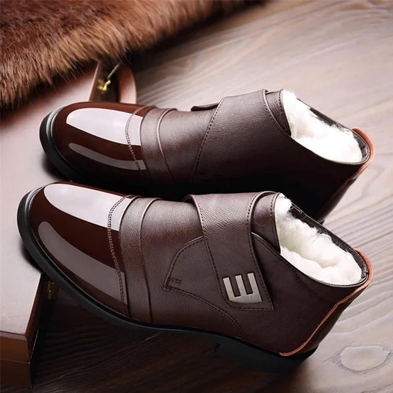 Varme, imitert pelsfôrede snøstøvler med ankelfor for menn