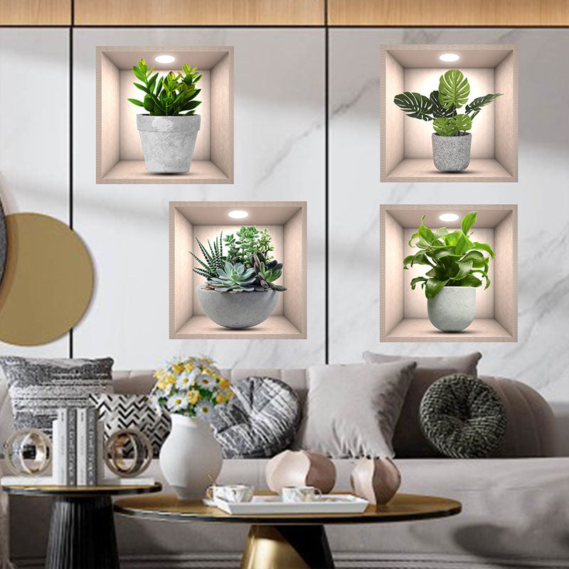 Potted Plant Illustration Decorative Sticker