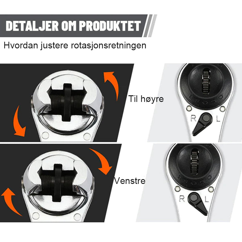 Justerbar skrallenøkkel/Adjustable ratchet wrench